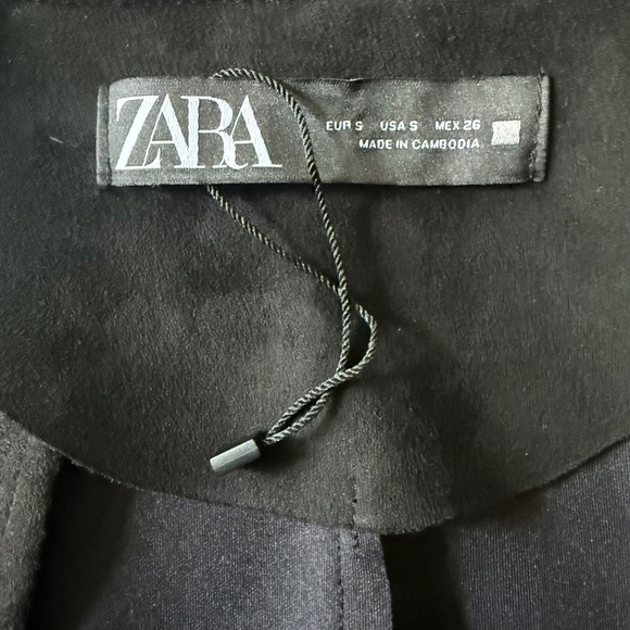 Zara Jacket Blazer‎ Beaded Detail Open Front Black Size S - Picture 5 of 8